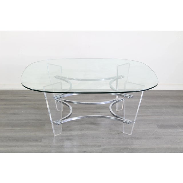 Vintage Lucite and Chrome Coffee Table For Sale - Image 4 of 7