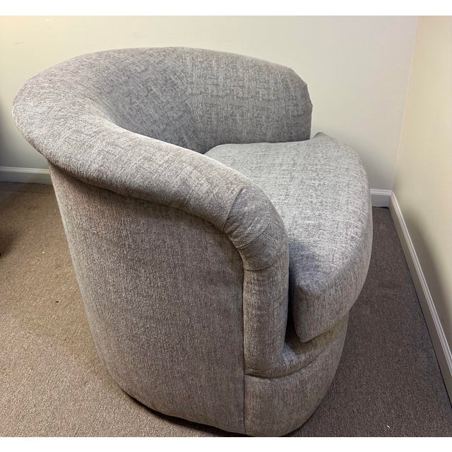 Taupe Custom Made Contemporary Taupe Swivel Chairs For Sale - Image 8 of 10