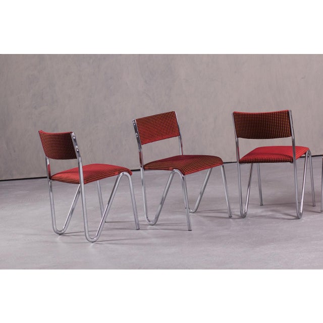 1980s Vintage Steel Stacking Chairs, Germany, 1980s, Set of 4 For Sale - Image 5 of 13