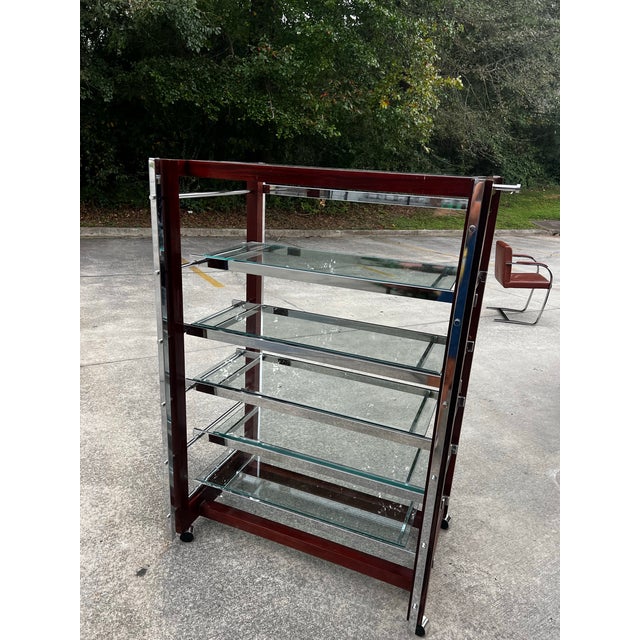 Metal Vintage Polo Ralph Lauren Display Store Shelf on Wheels For Sale - Image 7 of 9