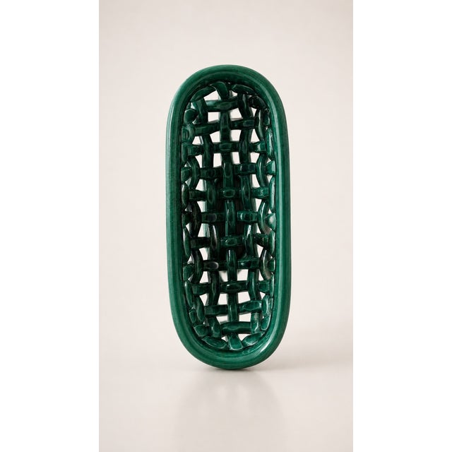 1950s Green Ceramic Basket by Idlas, 1958 For Sale - Image 5 of 7