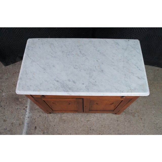 Mid 19th Century Antique American Victorian Oak & Marble Washstand Bedside Table Vanity Cabinet For Sale - Image 5 of 13