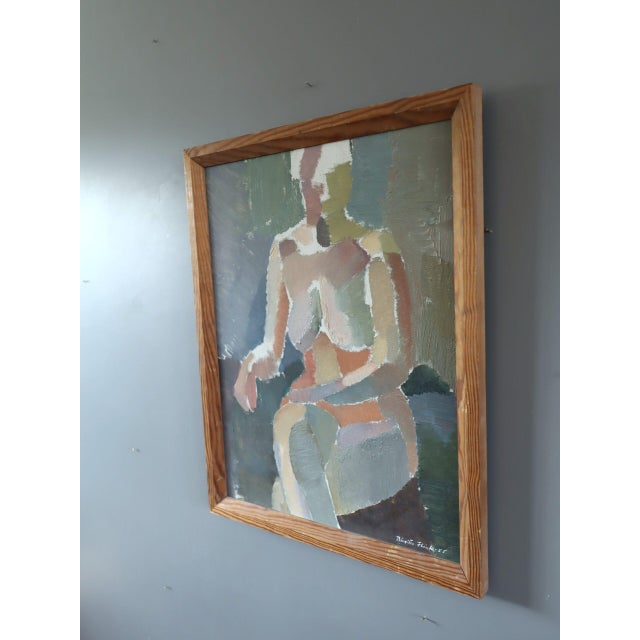 Mid 20th Century 1955 Mid-Century Modern 'A Moment Between Thoughts' Swedish Abstract Figurative Oil Painting, Framed For Sale - Image 5 of 10