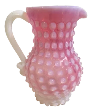 ** 19th Century Cranberry Opalescent Glass Pitcher