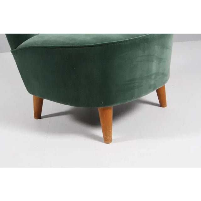 Swedish Cabinetmaker Cocktail Chair with Velvet, 1940s For Sale - Image 4 of 7