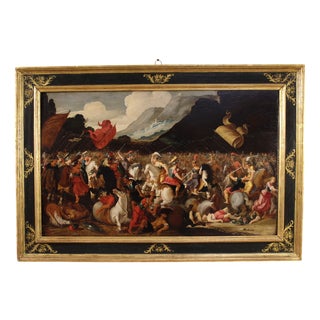 Flemish Artist, Battle Between Knights and Amazons, 1610, Oil on Panel, Framed For Sale