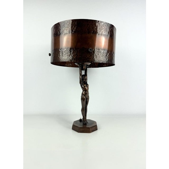 Black Art Deco Bronze Nude Figural Table Lamp by Gustav Adolf Daumiller, 1920s For Sale - Image 8 of 11