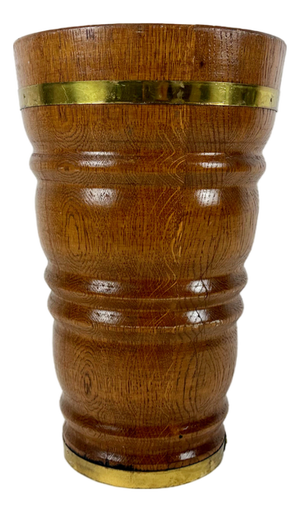 Vintage Oak and Brass Umbrella Stand, 1960s