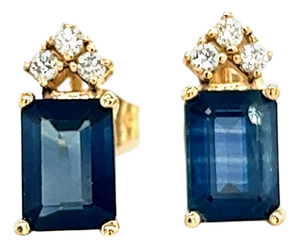 Natural Sapphire Diamond Earrings 14k Gold 2.14 TCW Certified