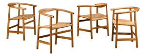 Model PP201 Dining Chairs in Oak and Papercord Seats by Hans J. Wegner for PP Møbler, 1970s, Set of 4