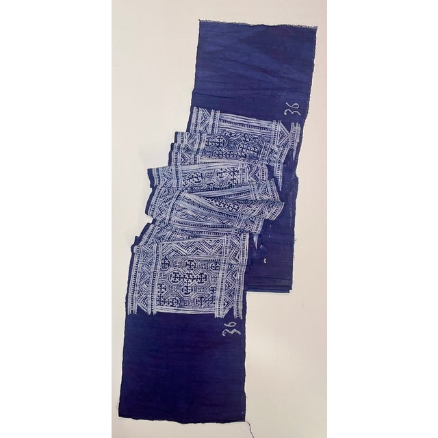 Handprinted Thai Indigo Linen Batik Yardage - 6.3 Yards - For Sale - Image 4 of 4