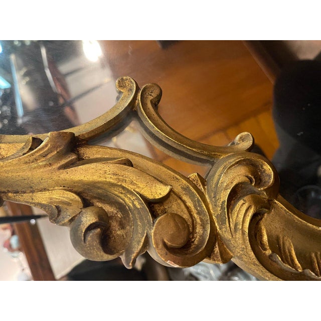 Italian Hand-Carved Gilded Wood Frame Mirror, 1960s For Sale - Image 3 of 8