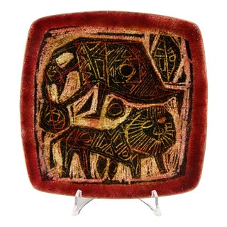 Copper and Enamel Plate attributed to Studio Del Campo, Turin, Italy For Sale