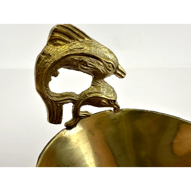 Vintage 1960's Mid-Century Swimming Dolphins Brass Trinket Dish For Sale In Little Rock - Image 6 of 8