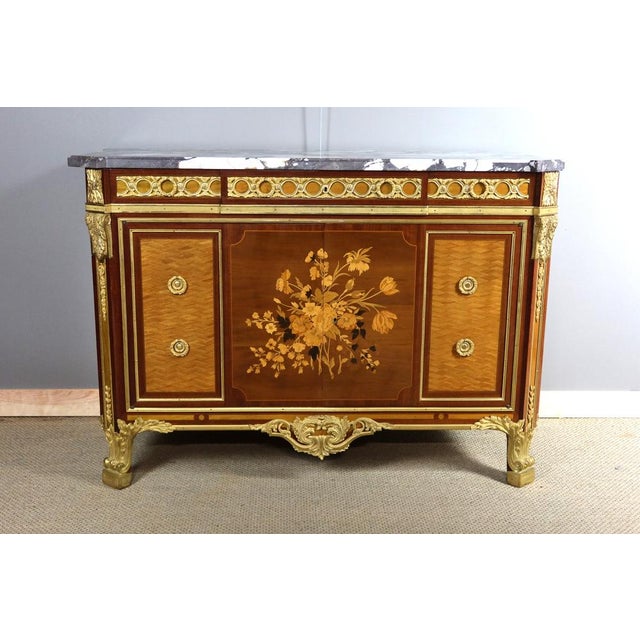 Louis XV-Louis XVI Transition Style Marquetry Buffet, 1960s For Sale - Image 14 of 15
