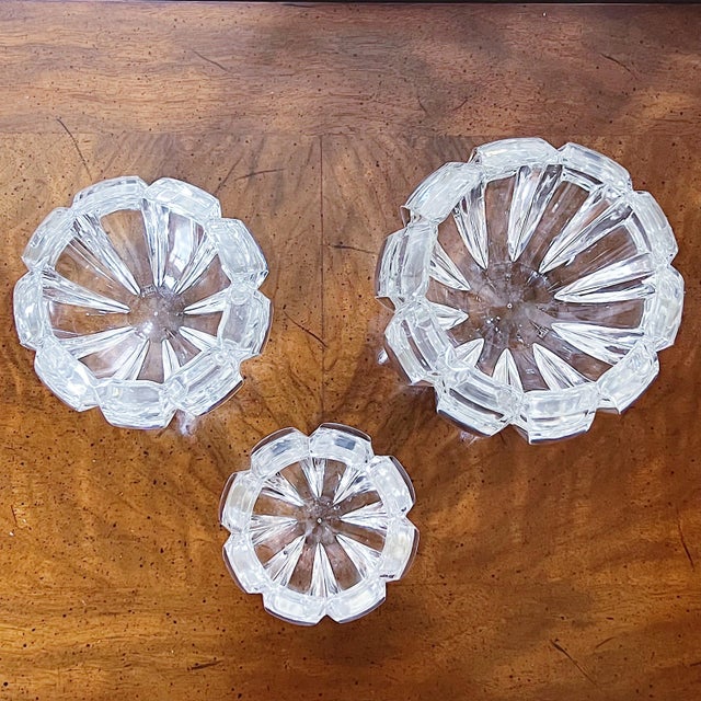 Vintage Graduated Crystal Lotus Tulip Bowls by Claus Josef Riedel, Set of Three (3) Brilliant clear cut crystal bowls by...