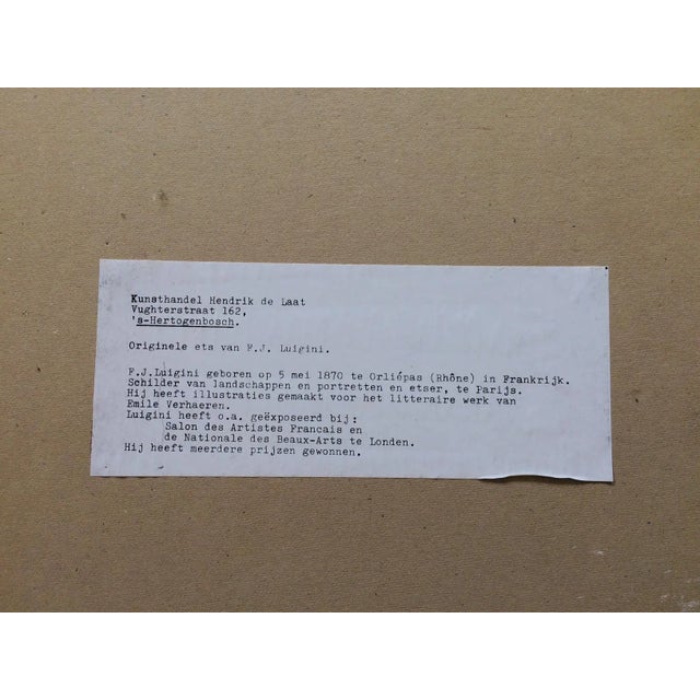 Color Etching, F. J. Luigini Vieux, Port À Ostende, Early 1900s For Sale - Image 6 of 7