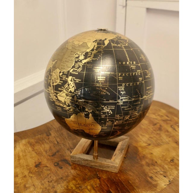 1960s Mid-Century 12 Terrestrial Black and Gold Globe, 1960s For Sale - Image 5 of 10
