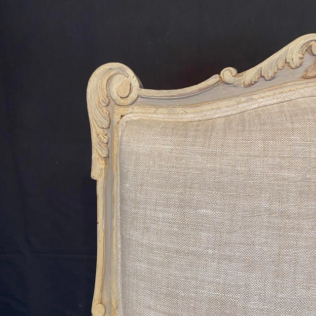 19th Century Updated Painted Louis XV Armchairs or Fauteuils -a Pair For Sale - Image 12 of 13