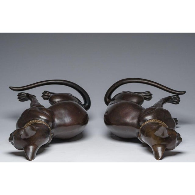 Vintage French Bronze Cats, 1970, Set of 2 For Sale - Image 10 of 12