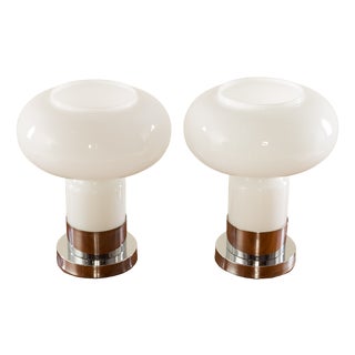 Space Age Murano Glass Table Lamps from Guzzini, Italy, 1970s, Set of 2 For Sale