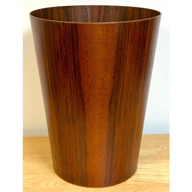 Oversized Swedish Modern Figured Rosewood Wastebasket Sweden, circa 1960s For Sale - Image 12 of 16