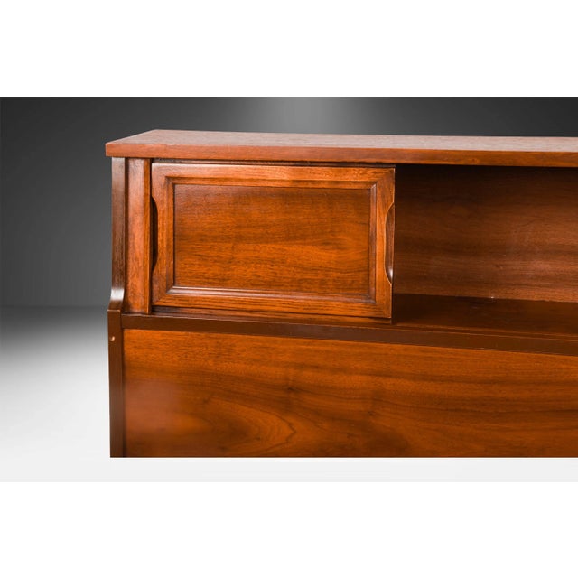Wood 1960s Mid Century Full Headboard Storage Bookcase For Sale - Image 7 of 13