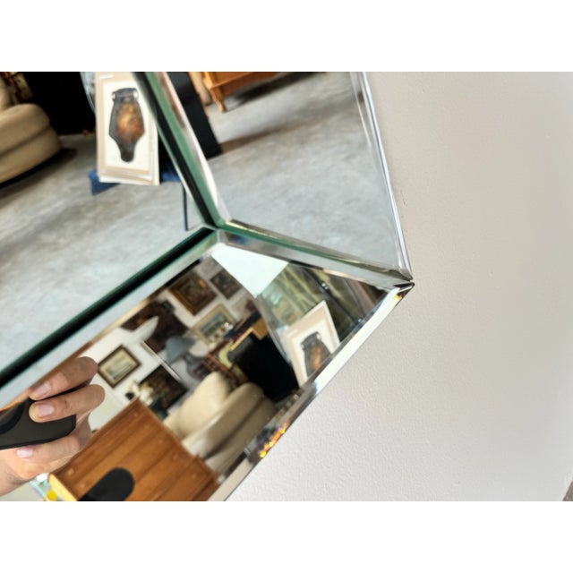 1980s Large Vintage Hollywood Regency Style Beveled Glass Wall Mirror/ Sold For Sale - Image 5 of 12