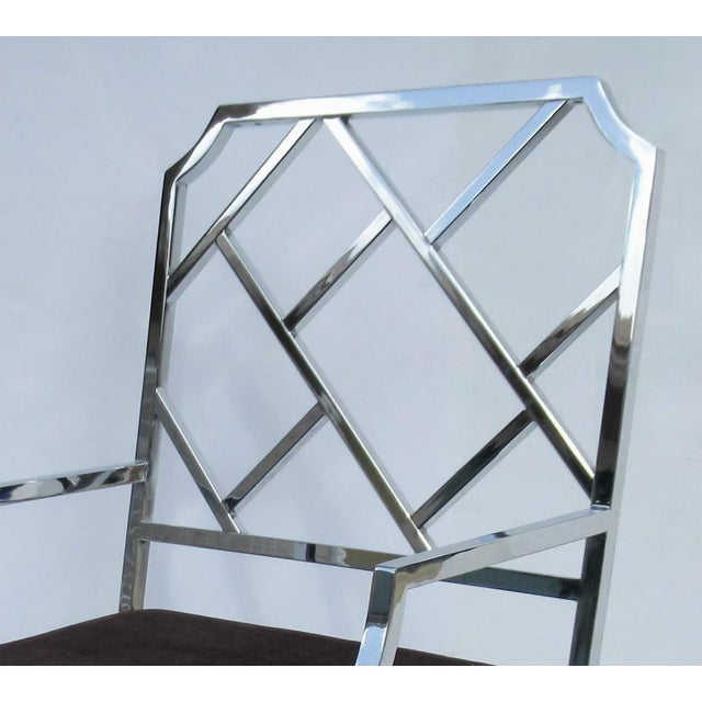 C.1970's MCM Milo Baughman Design for D. I. A. (Design Institute for America) Chrome Chippendale-Style Desk, Arm Side Chair For Sale In West Palm - Image 6 of 12