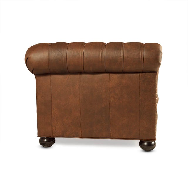 English Long Leather Chesterfield Sofa For Sale - Image 3 of 6