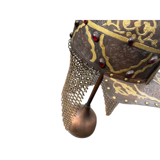 Jeweled Engraved Copper Helmet For Sale - Image 15 of 15