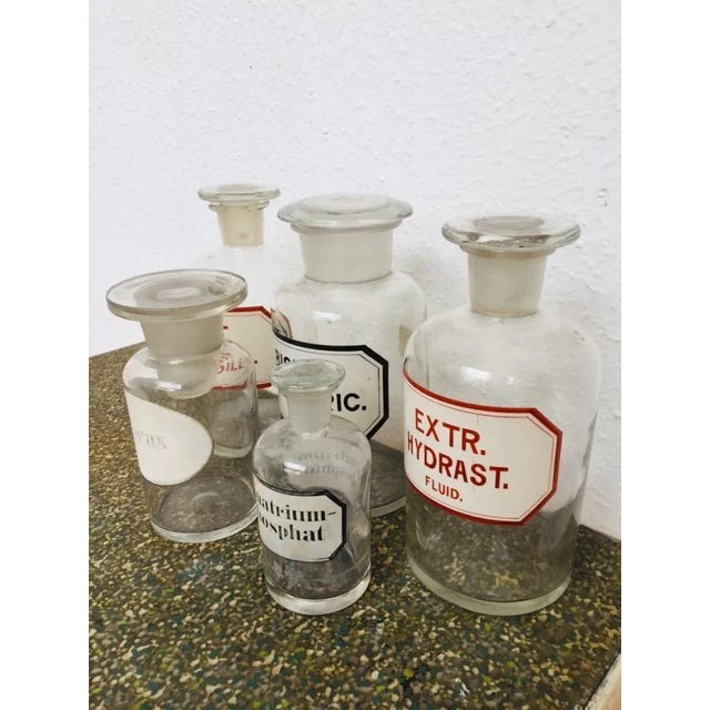 Vintage German Pharmacy Glass Set, 1920s, Set of 5 For Sale - Image 6 of 7