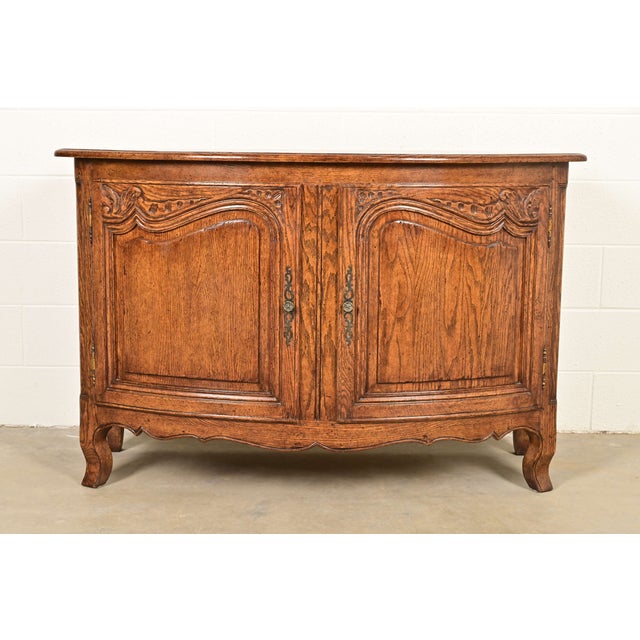 Minton Spidell French Provincial Louis XV Carved Oak Sideboard or Bar Cabinet For Sale - Image 15 of 15