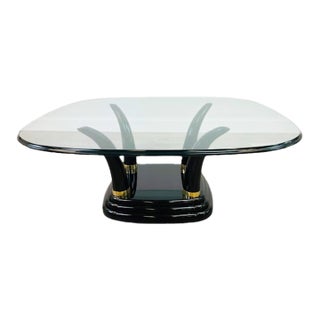 Late 20th Century Henredon Faux Elephant Tusk Glass Top Coffee Table For Sale