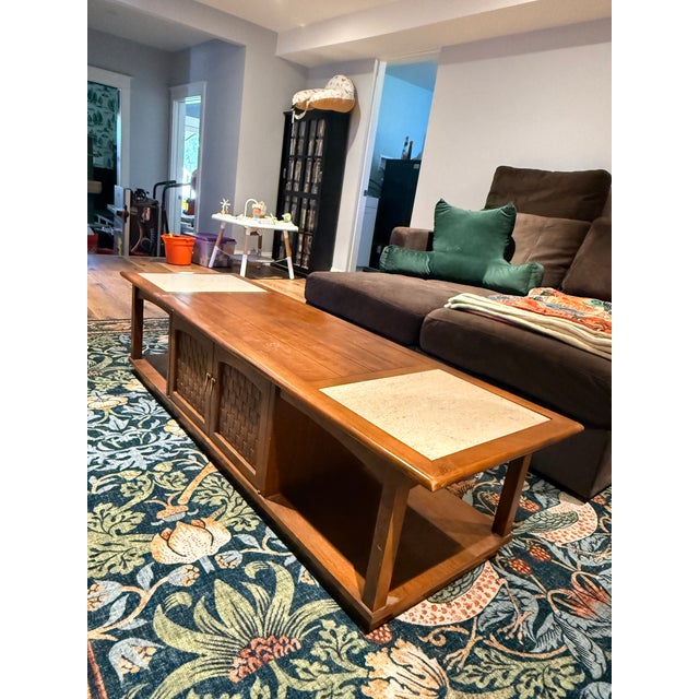 Lane Furniture Vintage Lane Coffee Table With Travertine Inserts For Sale - Image 4 of 12
