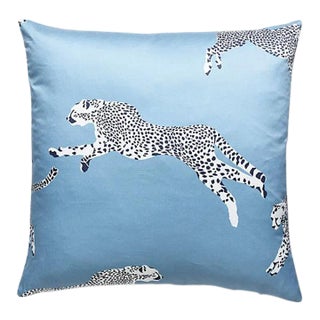 The House of Scalamandré Leaping Cheetah Pillow, Cloud Nine For Sale