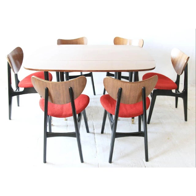 Textile Mid-Century Drop Leaf Table with Butterfly Dining Chairs by E. Gomme for G-Plan, Set of 7 For Sale - Image 7 of 10