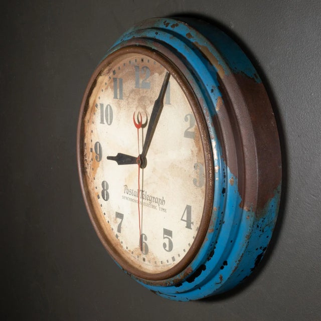 Art Deco Art Deco Blue Postal Telegraph Clock C.1930 For Sale - Image 3 of 6