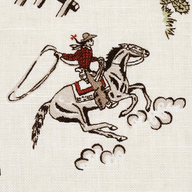 Children's Sample - Schumacher x Marie-Chantal Wild West Performance Linen Fabric in Cream For Sale - Image 3 of 4
