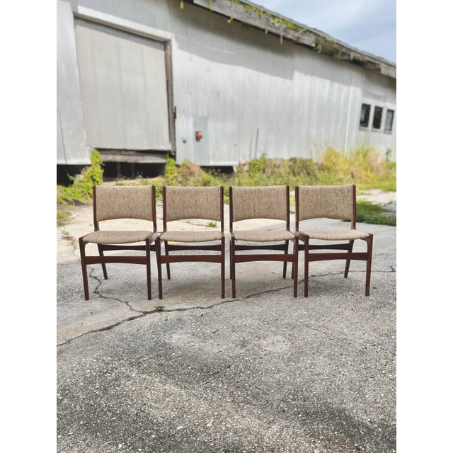 Tan Set of Four Erik Buch Style Danish Dining Chairs With Upholstered Seat and Seat-Back For Sale - Image 8 of 12