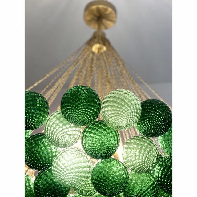 Handcrafted Balloton Murano Glass Sphere Lighting Fixture in Green Color For Sale - Image 9 of 10