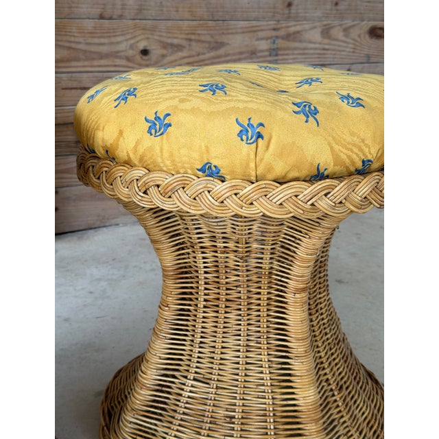 Wood Pair of Monumental Handcrafted Rattan Hourglass Ottomans by Mastercraft of Manila For Sale - Image 7 of 12