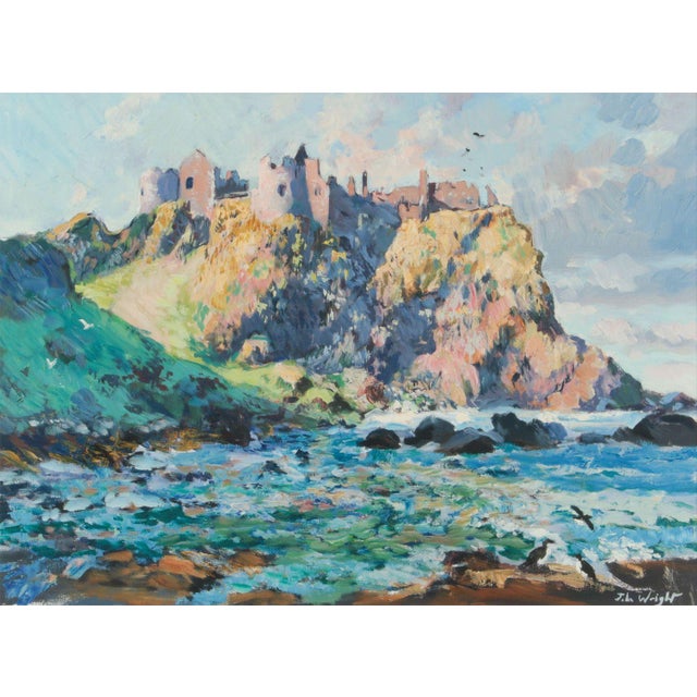 Medieval Castle on a Cliff by the Sea on North Coast of Ireland by Irish Artist 1994 Circa For Sale - Image 6 of 13