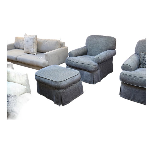 Custom Design Roll Arm Chair + Ottoman For Sale