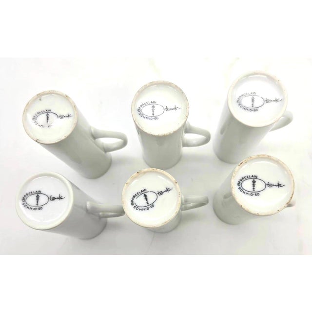 Mid 20th Century Lagardo Tackett White Porcelain Espresso Demitasse Cups, Set of 6 For Sale - Image 11 of 12