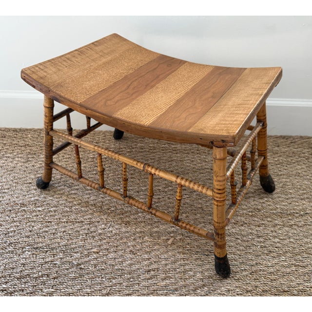 Wood Antique English Root Bamboo Thebes Stool Egyptian Revival For Sale - Image 7 of 10