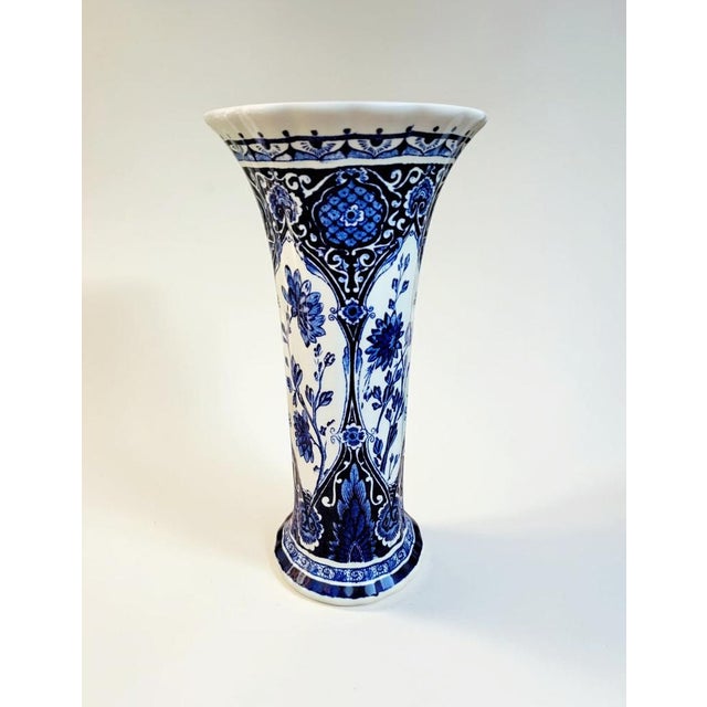 Delft Blue Pottery Trumpet Vases from Boch Royal Sphinx Maastricht, Holland, 1960s, Set of 2 For Sale - Image 12 of 18