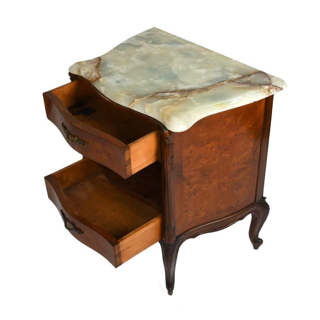 Antique French Provincial Walnut Two‑Drawer Nightstand With Marble Top For Sale In Greensboro - Image 6 of 12