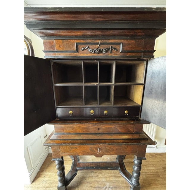 Antique Wooden Cabinet on Stand, 1700s For Sale - Image 9 of 16