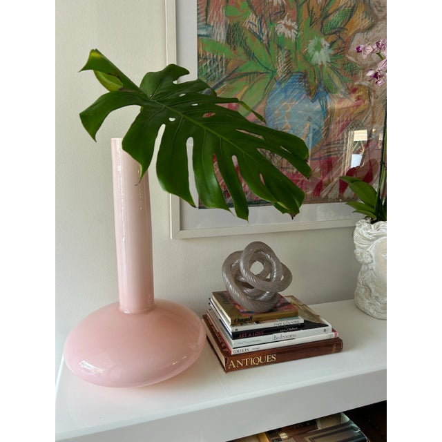 1980s Postmodern Pink Glass Bottle Vase-Laslo for Mikasa For Sale - Image 9 of 9